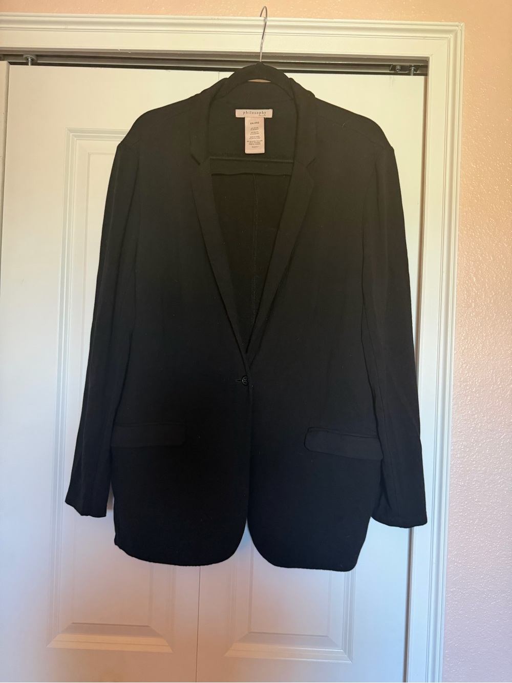 Philosophy Black Single-Button Notch Lapel Blazer